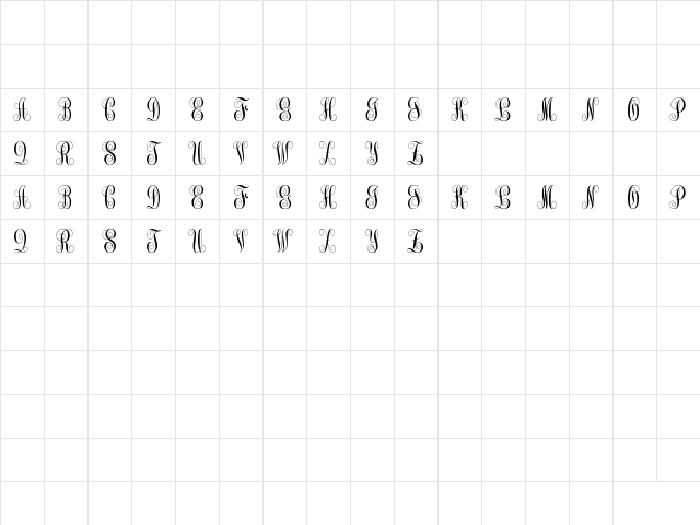 monogram kk Regular  glyph index