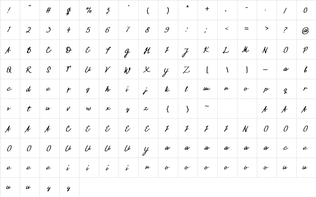 Black Wiliam Regular  glyph index