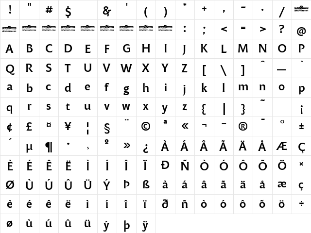 Malik Trial Medium  glyph index