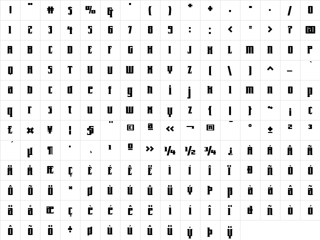 FarrierICG Black  glyph index