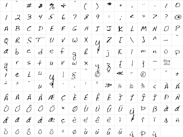 LEHN061 Regular  glyph index