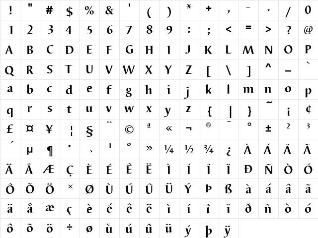 BarbedorEF Bold  glyph index