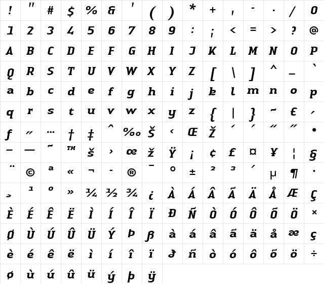 LTAuthenticSerif Medium Regular  glyph index