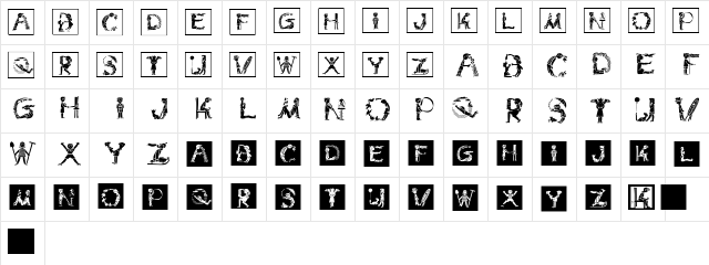 ChildrensAlphabetInvers Regular  glyph index