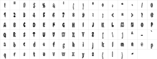 XXXRaytid Regular  glyph index