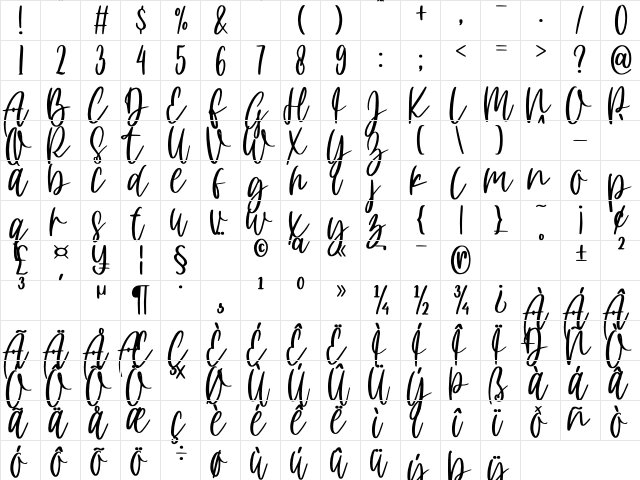 pink blossom Regular  glyph index