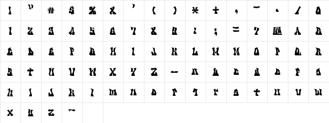 KZ GRAVItY Regular  glyph index