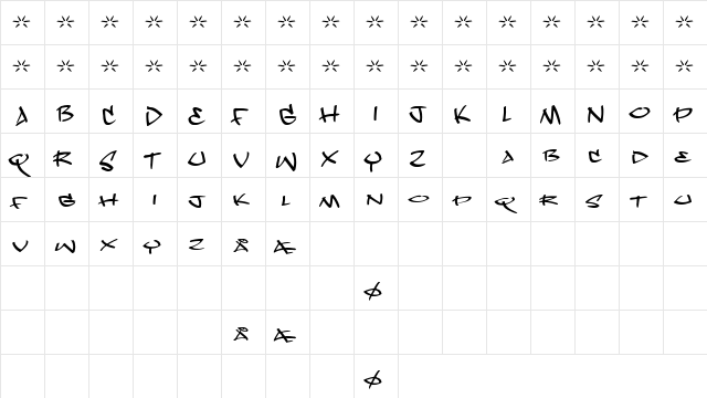 Dope Jam Regular  glyph index