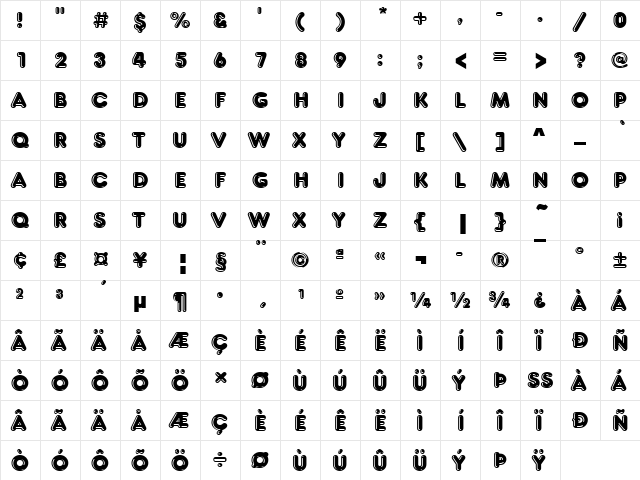 FrankfurterHigD Regular  glyph index