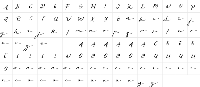 WEDNESDAY Nightdemo Italic  glyph index