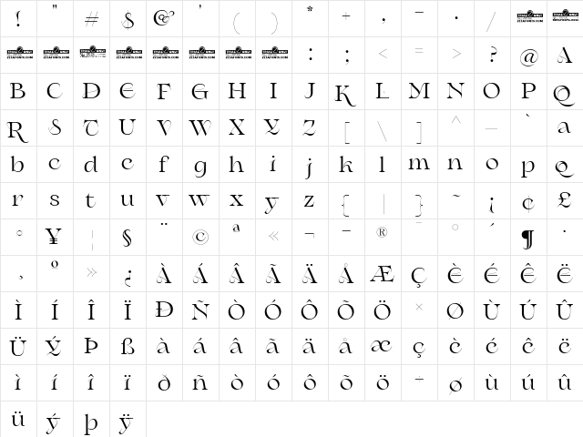 Erotique Alternate Trial Bold  glyph index