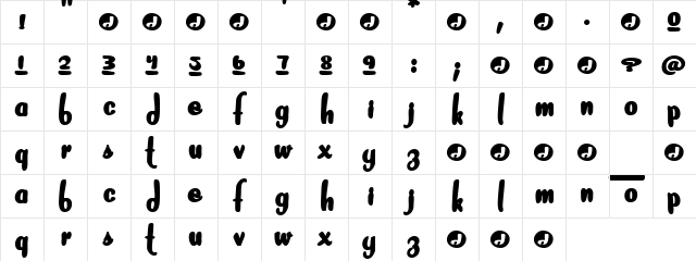 Dreamboat Regular  glyph index