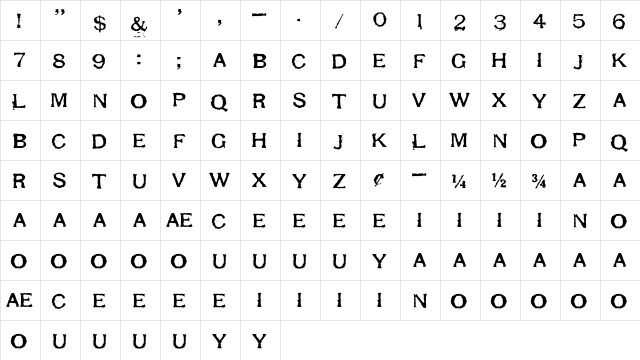 Respess Capitals Heavy Heavy  glyph index