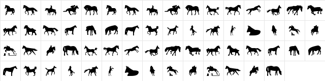 Horses 1 Regular  glyph index
