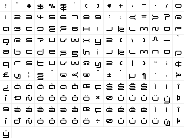 Euphoric Heavy  glyph index