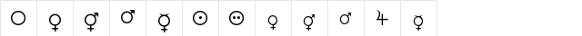Female and Male Symbols Regular  glyph index