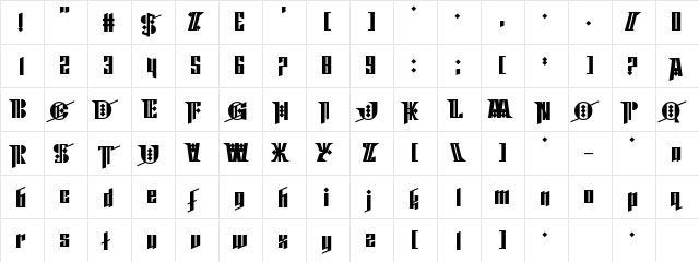 Cyberpunk Sealion Regular  glyph index