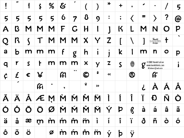 ThanksgivingDemo Regular  glyph index