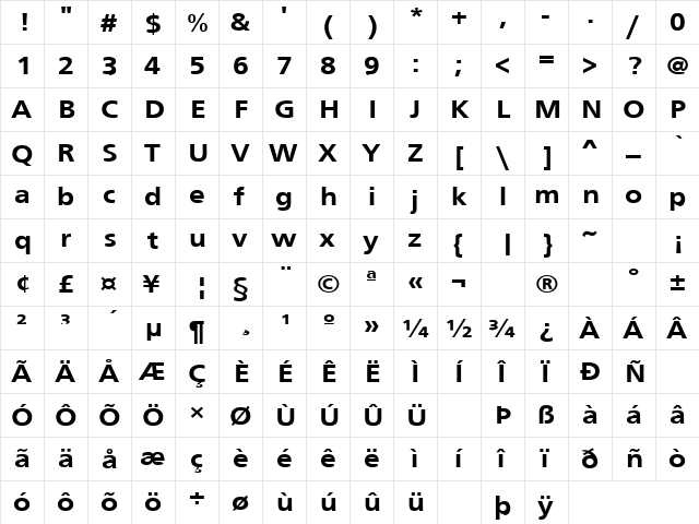 Four Sticks 13 Regular  glyph index