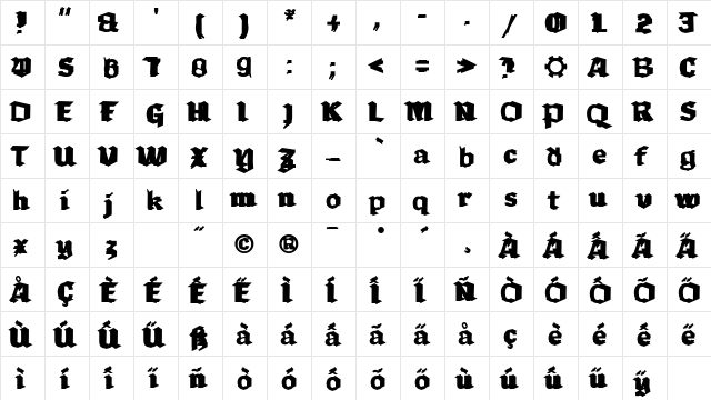 Mekanik Regular  glyph index