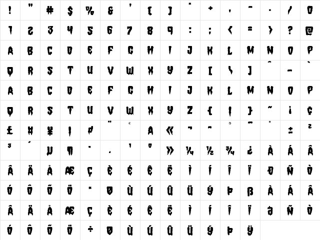 Hemogoblin Regular  glyph index