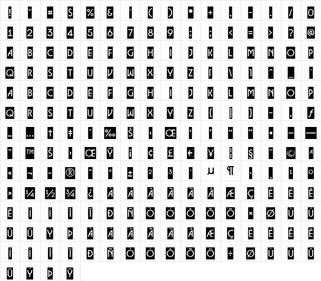 a_LancetCm Regular  glyph index