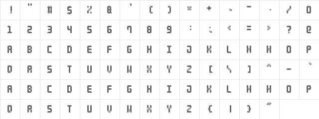 Neon Pixel-7 Regular  glyph index
