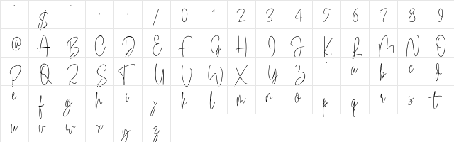 Australians Winter Regular  glyph index