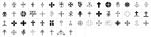 Crosses Regular  glyph index