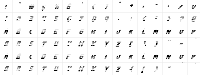 Johnny Torch Gradient Italic Italic  glyph index
