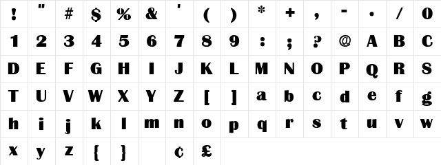 Burin Display SSi Regular  glyph index