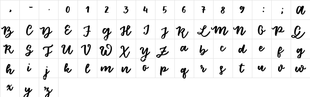 Floret Sample Regular  glyph index