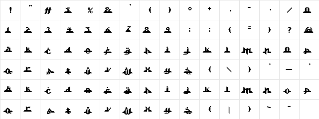Alkhoufi Regular  glyph index