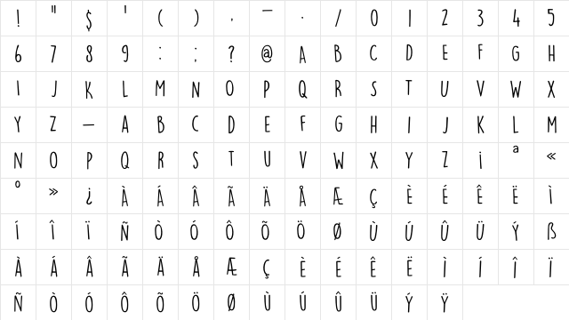 DK Lemon Yellow Sun Regular  glyph index