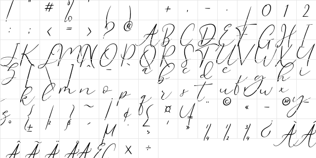 bello Regular  glyph index