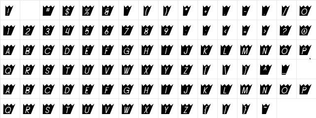 Crowny Pehido Regular  glyph index