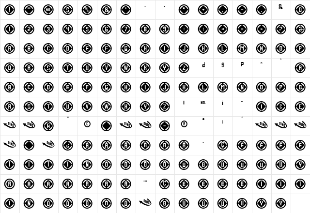 Console Regular  glyph index
