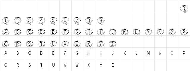 Damru Cuts Regular  glyph index