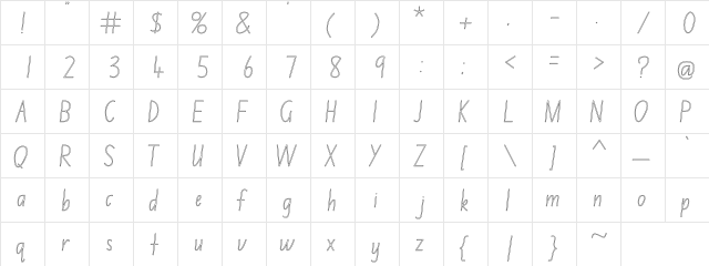 NSW ACT Outline Regular  glyph index