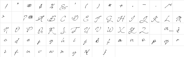 Better_Regards Regular  glyph index