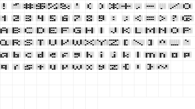 Offon Regular  glyph index