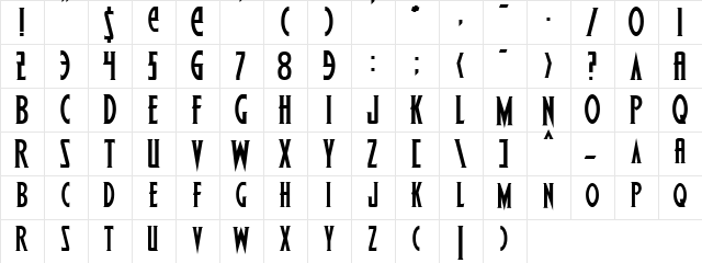 Wolf's Bane Regular  glyph index