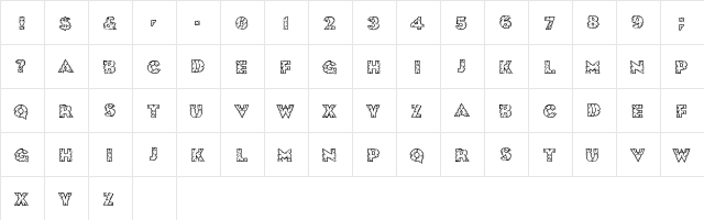 RockSolid Regular  glyph index