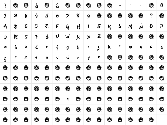 WILD3 Infected Hurt Regular  glyph index