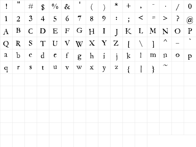 CK Fraternity Regular  glyph index