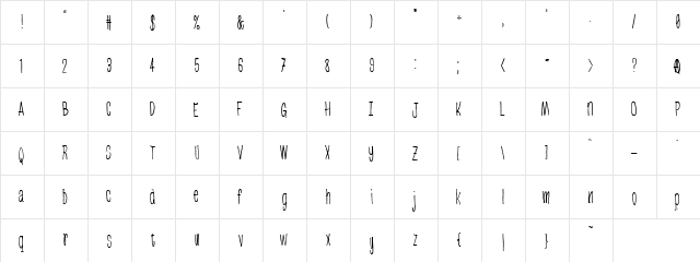 greenbeans Thin  glyph index