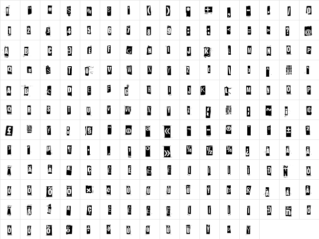 Jockey Full Of Bourbon Regular  glyph index