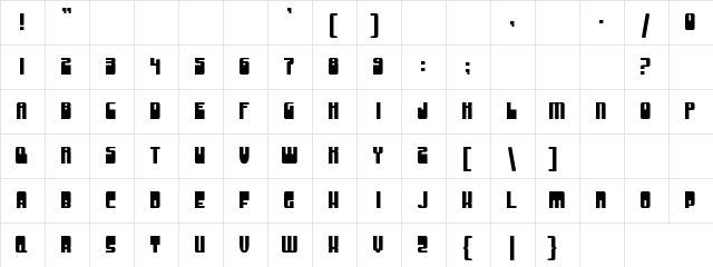 Pumpup Regular  glyph index