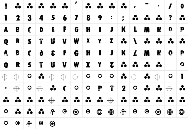 STOMPER Regular  glyph index