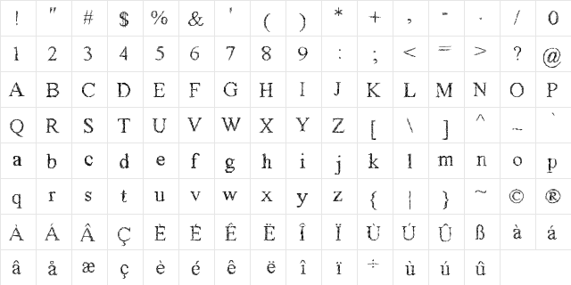 Gagaille premiere Regular  glyph index